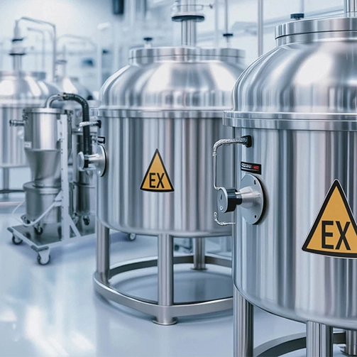 ATEX-mærkede tromler i farmaceutisk produktionsmiljø